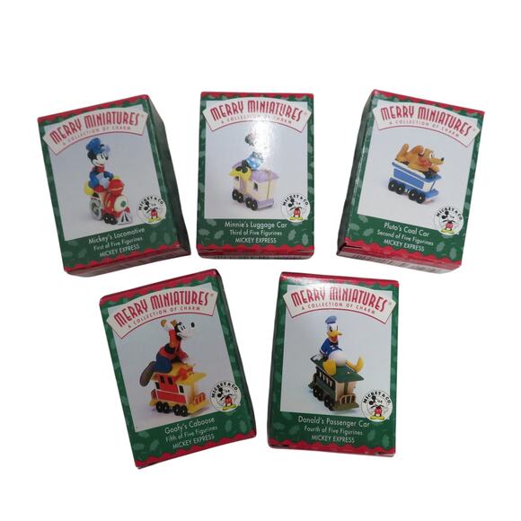 Hallmark Disney Merry Miniatures 5 Piece Train Mickey Minnie Pluto Donald Goofy - Picture 1 of 7